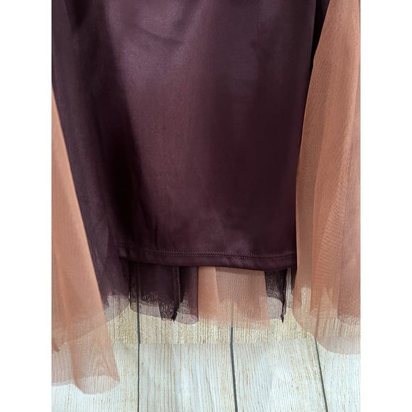 Women Tulle Midi Skirt Sz L Burgundy Pink Mesh Panels Fairy Goth Ethereal Artsy - Picture 5 of 8